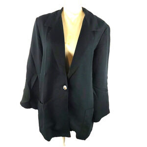 Vintage Main Street Classic Women's Blazer Size A 8 Large 16 W Black Career